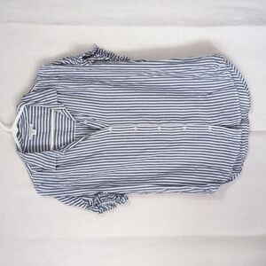 beachlunchlounge Blue White Stripe Tencel Blend Short Sleeve Button Up Size Med